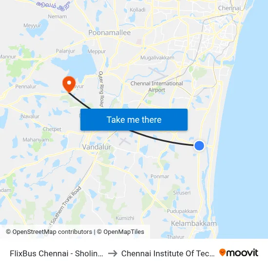 FlixBus Chennai - Sholinganallur to Chennai Institute Of Technology map