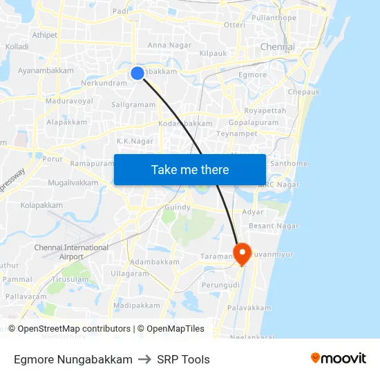 Egmore Nungabakkam to SRP Tools map
