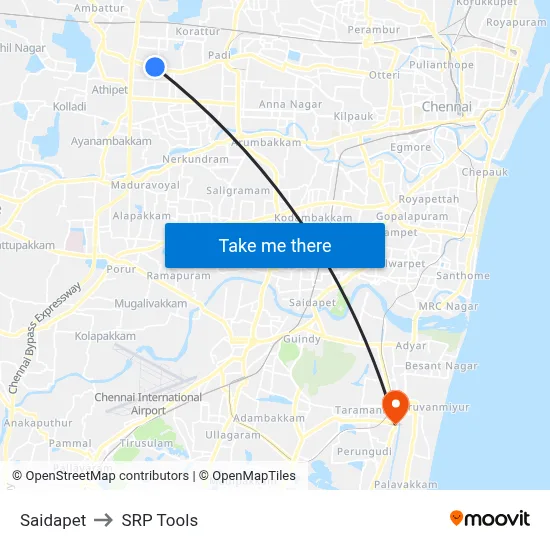 Saidapet to SRP Tools map