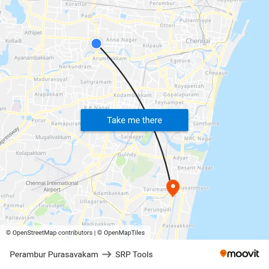 पेरम्बुर पुरासावकम to एसआरपी टूल्स map