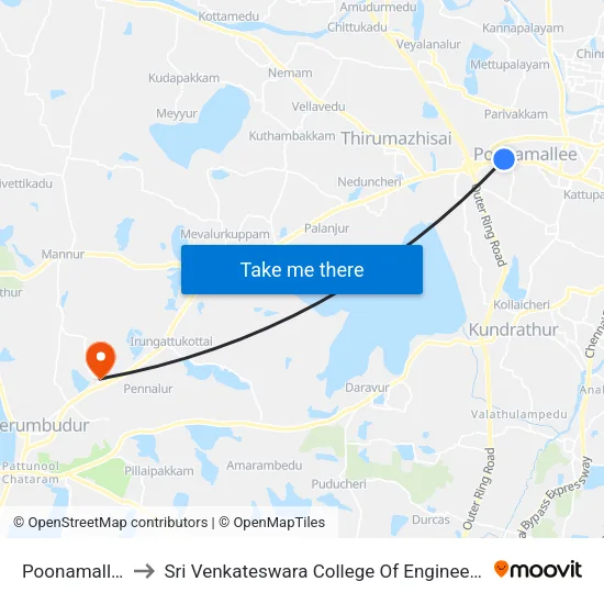 Poonamallee to Sri Venkateswara College Of Engineering map