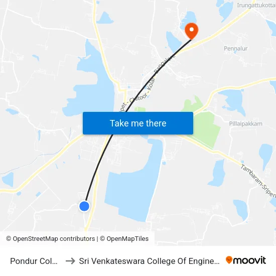 Pondur Colony to Sri Venkateswara College Of Engineering map