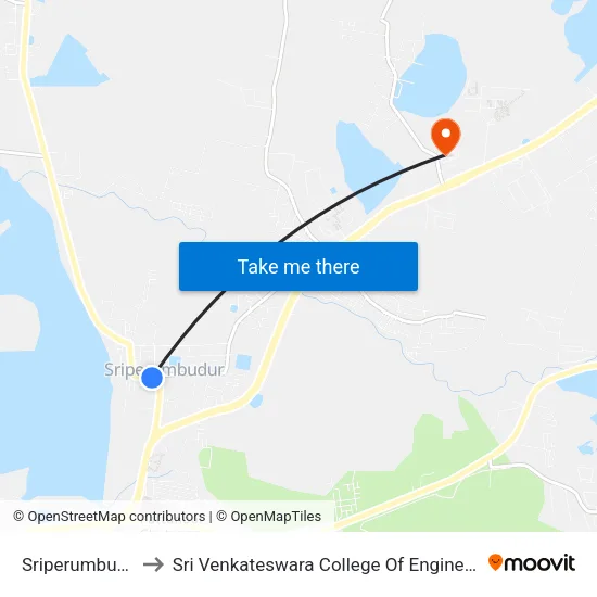 Sriperumbudur to Sri Venkateswara College Of Engineering map