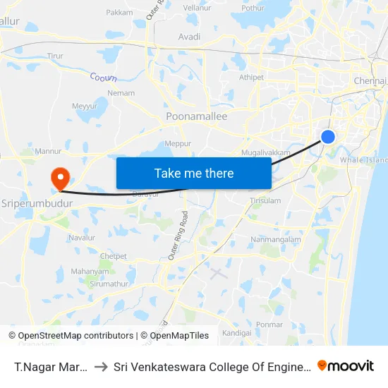 T.Nagar Market to Sri Venkateswara College Of Engineering map