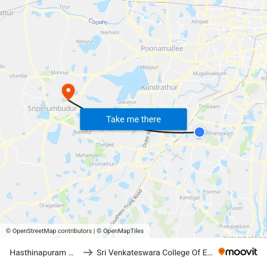 Hasthinapuram Mosque to Sri Venkateswara College Of Engineering map