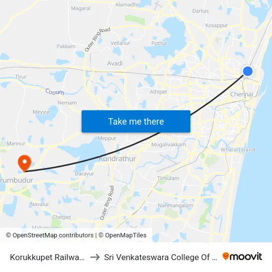 Korukkupet Railway Station to Sri Venkateswara College Of Engineering map