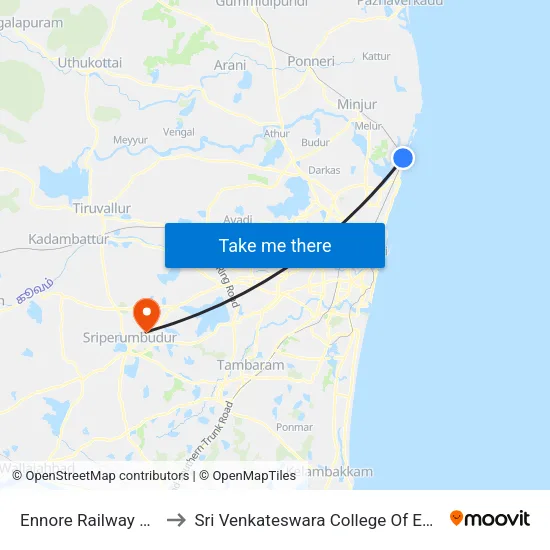 Ennore Railway Station to Sri Venkateswara College Of Engineering map