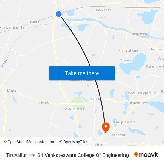 Tiruvallur to Sri Venkateswara College Of Engineering map