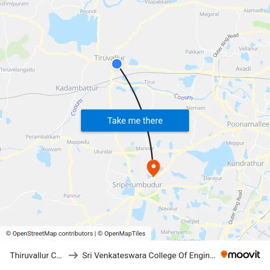 Thiruvallur Court to Sri Venkateswara College Of Engineering map