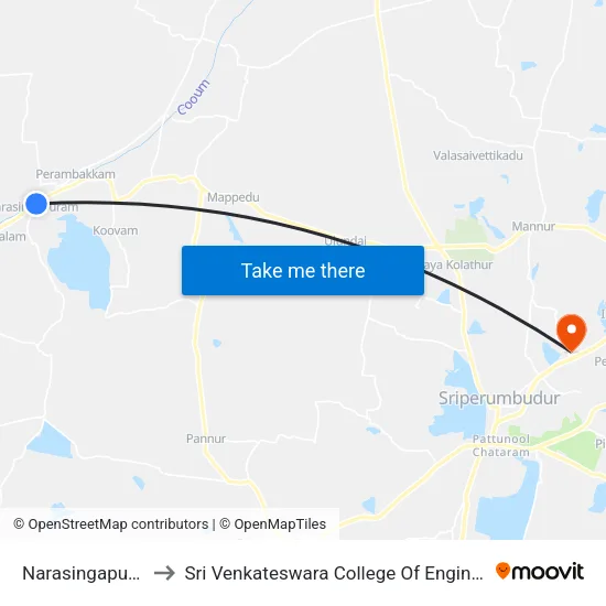 Narasingapuram to Sri Venkateswara College Of Engineering map