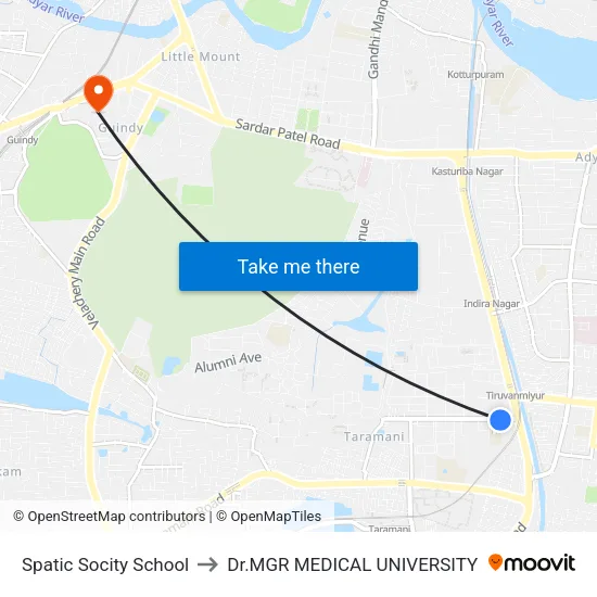 Spatic Socity School to Dr.MGR MEDICAL UNIVERSITY map