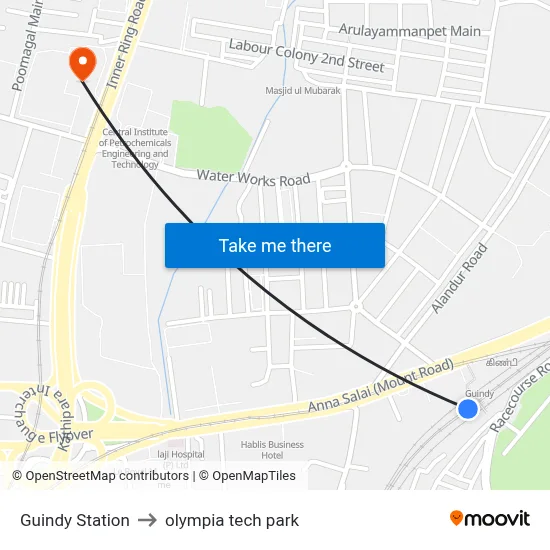 Guindy Station to olympia tech park map