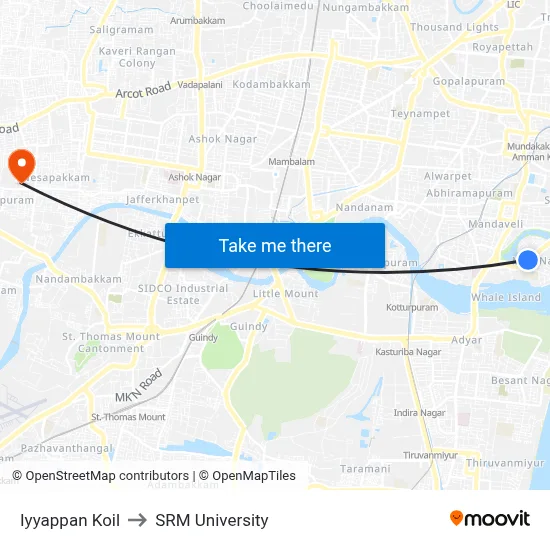 Iyyappan Koil to SRM University map