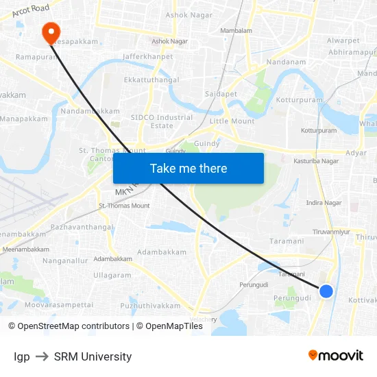 Igp to SRM University map