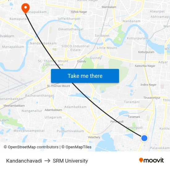 Kandanchavadi to SRM University map