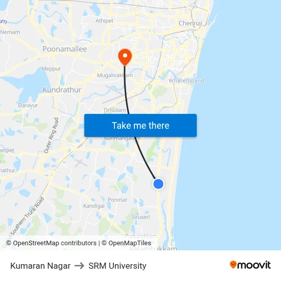 Kumaran Nagar to SRM University map