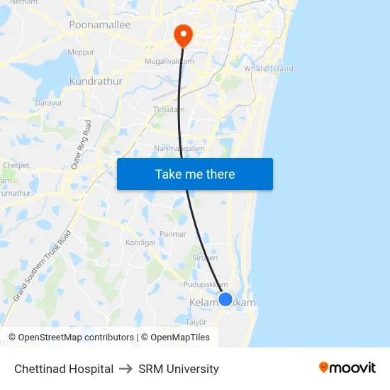Chettinad Hospital to SRM University map