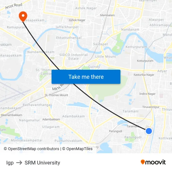 Igp to SRM University map