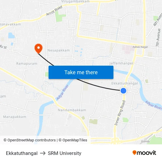 Ekkatuthangal to SRM University map
