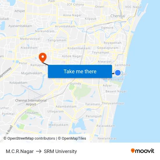 M.C.R.Nagar to SRM University map