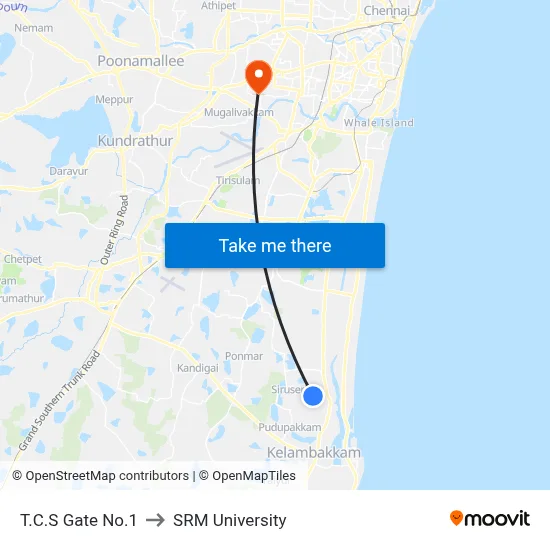 T.C.S Gate No.1 to SRM University map
