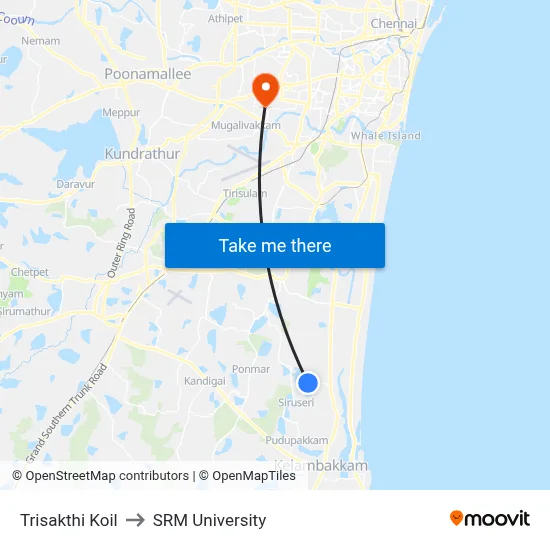 Trisakthi Koil to SRM University map