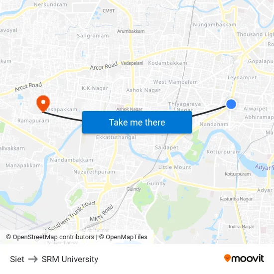 Siet to SRM University map
