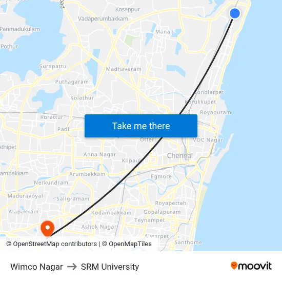 Wimco Nagar to SRM University map