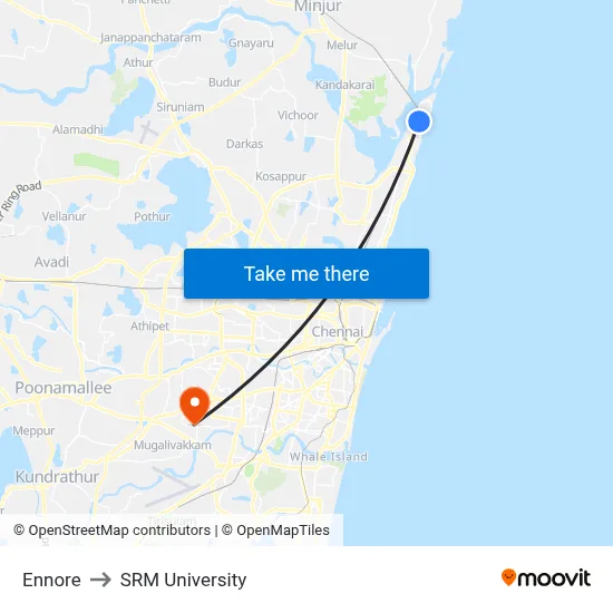 Ennore to SRM University map