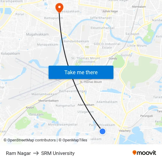Ram Nagar to SRM University map