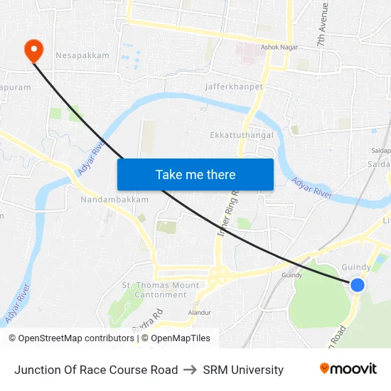 Junction Of Race Course Road to SRM University map