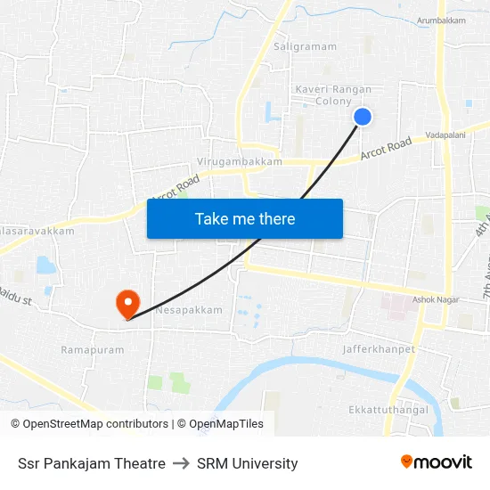 Ssr Pankajam Theatre to SRM University map