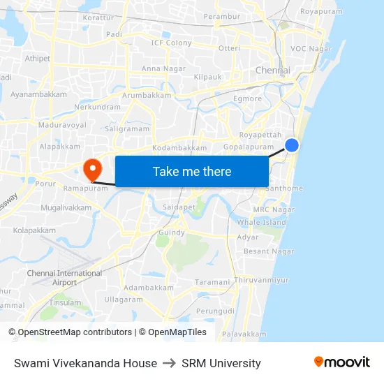 Swami Vivekananda House to SRM University map
