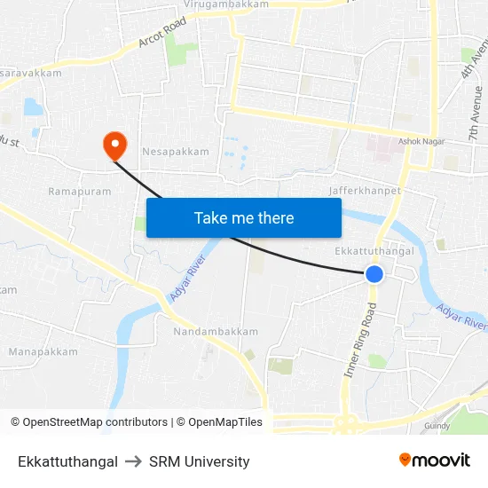 Ekkattuthangal to SRM University map