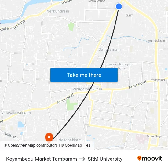 Koyambedu Market Tambaram to SRM University map