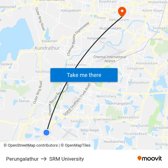 Perungalathur to SRM University map
