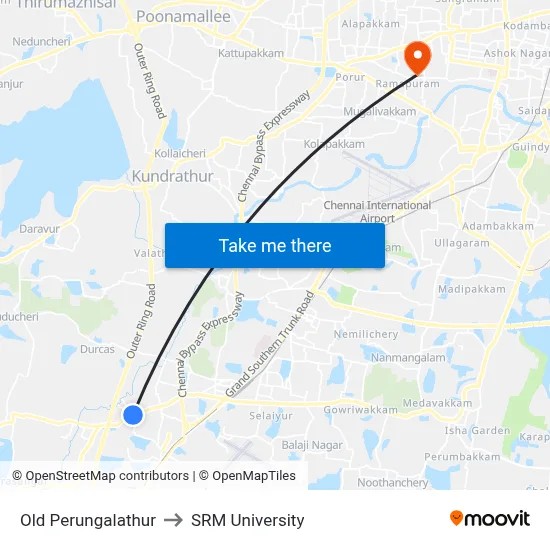 Old Perungalathur to SRM University map