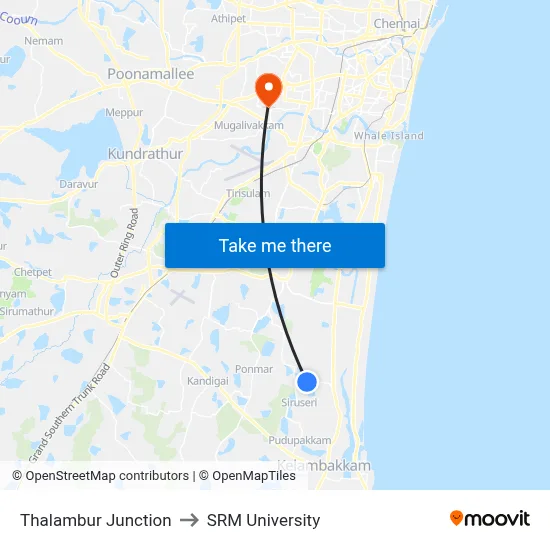 Thalambur Junction to SRM University map