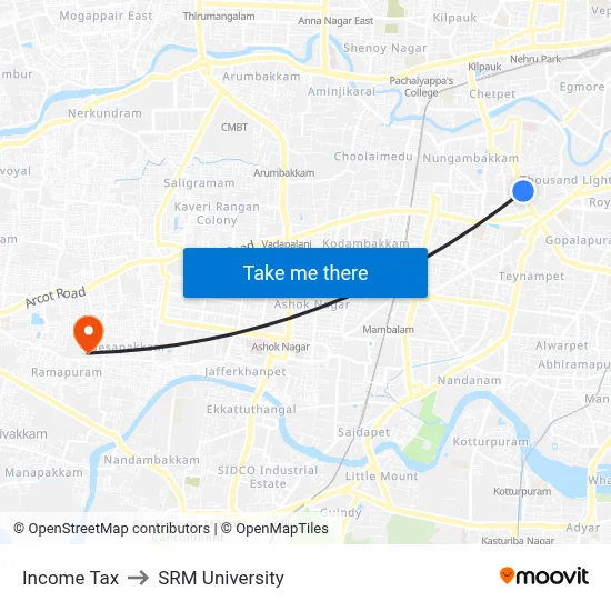 Income Tax to SRM University map