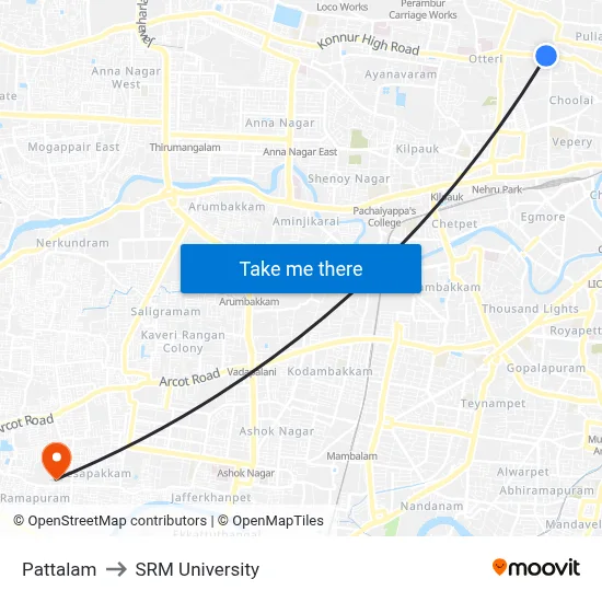 Pattalam to SRM University map