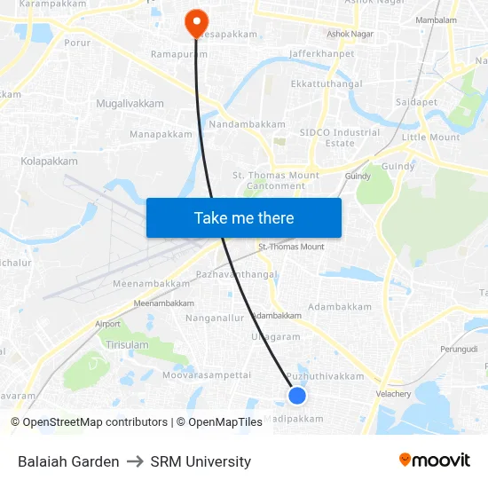 Balaiah Garden to SRM University map