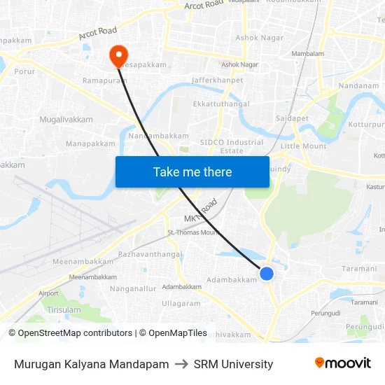 Murugan Kalyana Mandapam to SRM University map