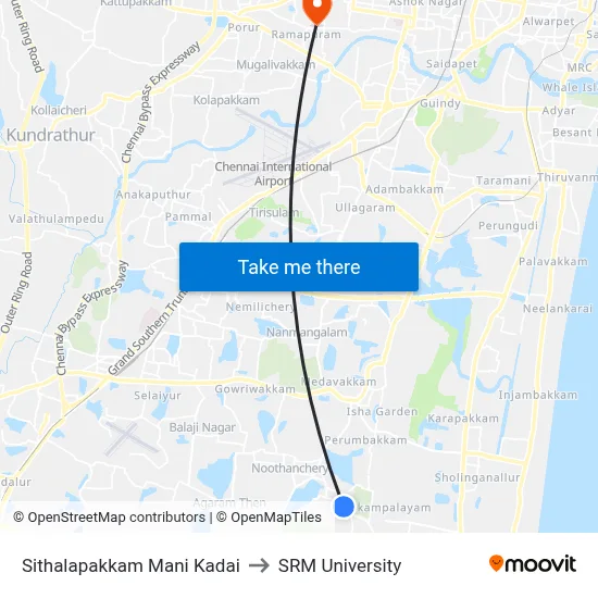 Sithalapakkam Mani Kadai to SRM University map