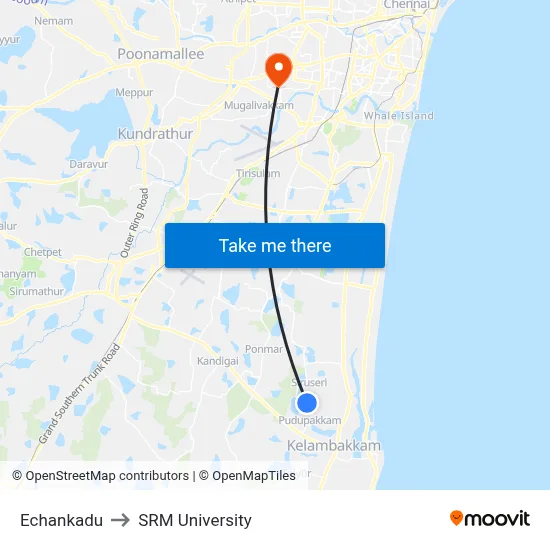 Echankadu to SRM University map