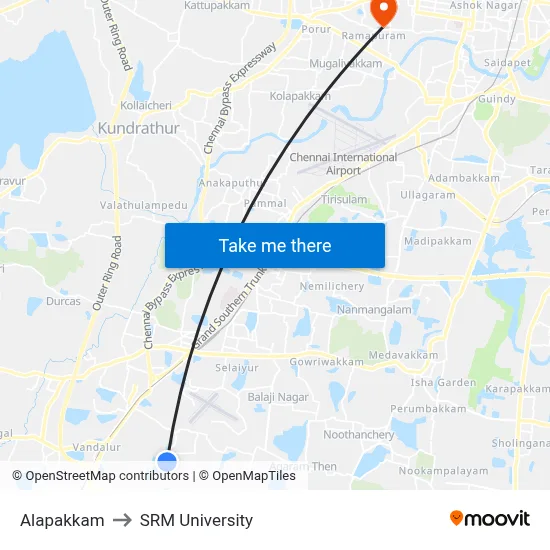 Alapakkam to SRM University map
