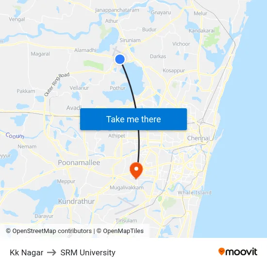 Kk Nagar to SRM University map