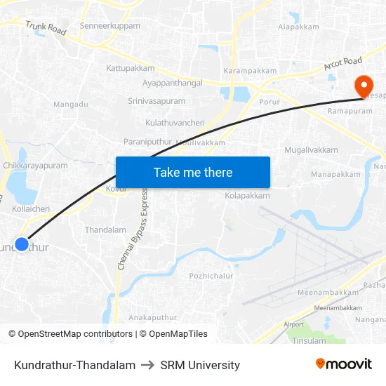Kundrathur-Thandalam to SRM University map