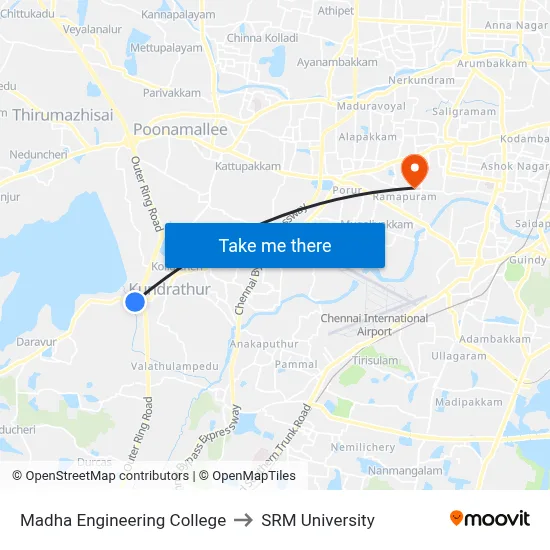 Madha Engineering College to SRM University map