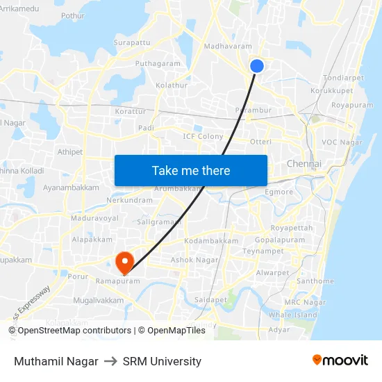 Muthamil Nagar to SRM University map