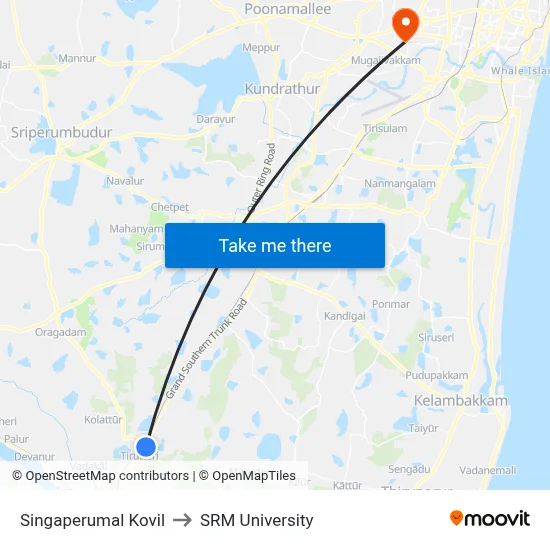 Singaperumal Kovil to SRM University map